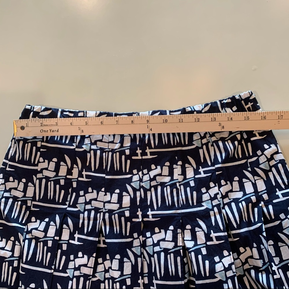 Tory Burch Navy and White Printed A-Line Skirt - Picture 7 of 16
